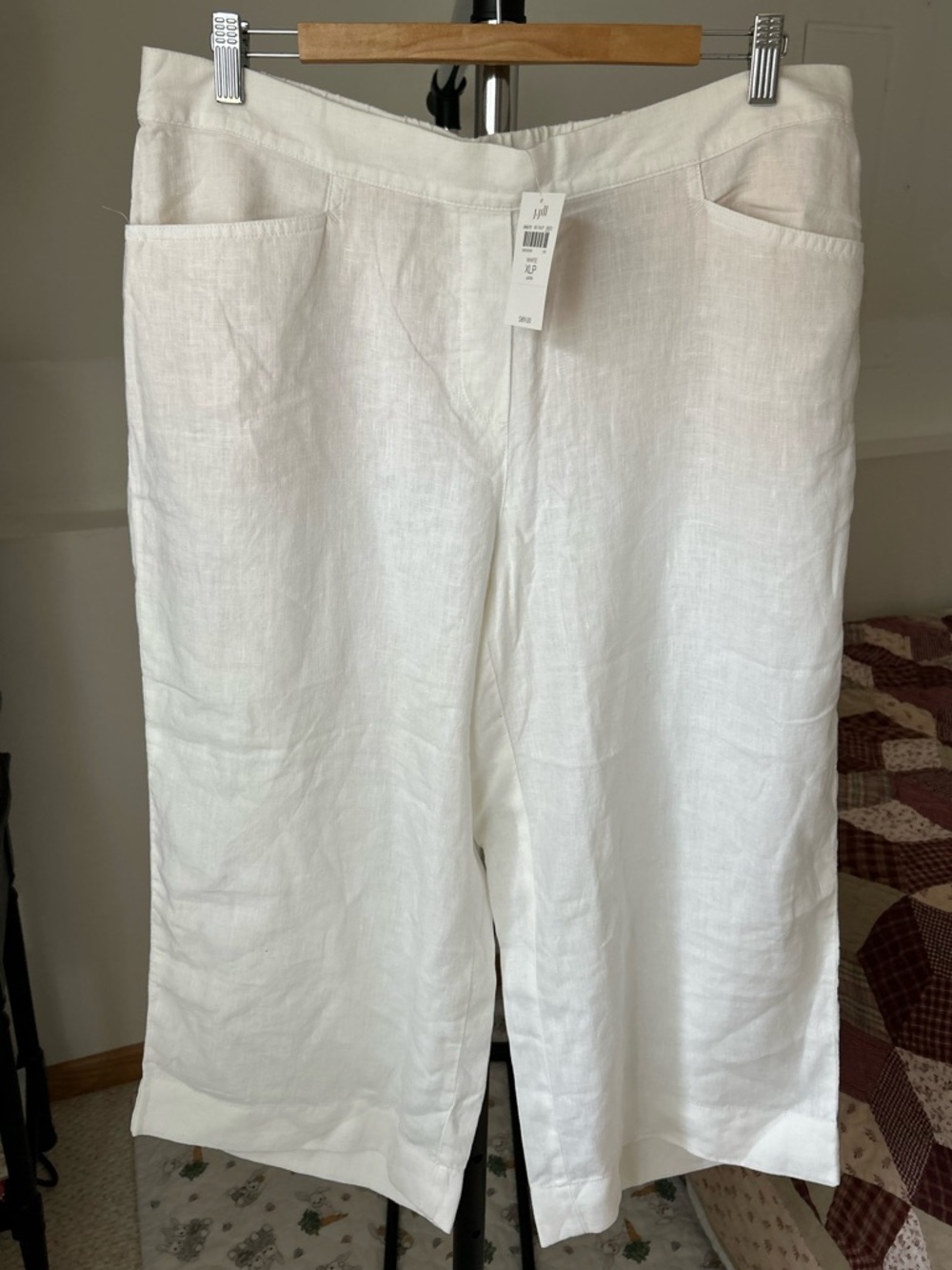 J. Jill Linen Cropped Wide Leg Pants White NWT XL Petite